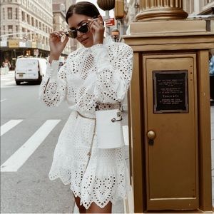 H&M eyelet embroidered white/cream dress